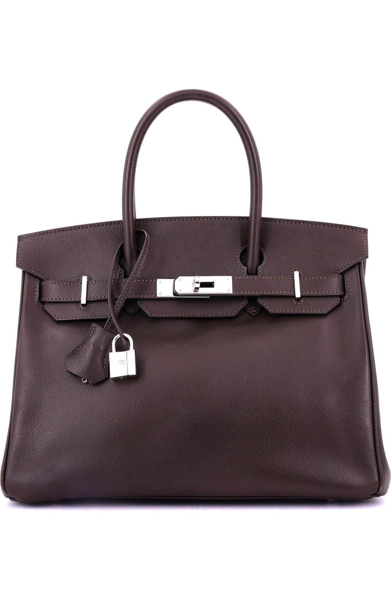 Pre-Owned Hermes Birkin Handbag Brown Epsom with Palladium Hardware 30, Main, color,