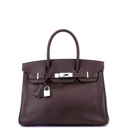Pre-owned Hermes Hermes Birkin Handbag Brown Epsom With Palladium Hardware 30 In Brown