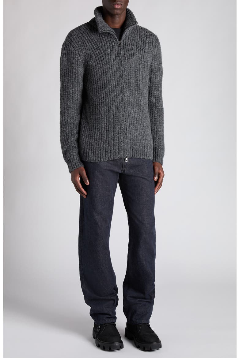 Alpaca Blend Full Zip Cardigan, Alternate, color, DARK GRAY MELANGE