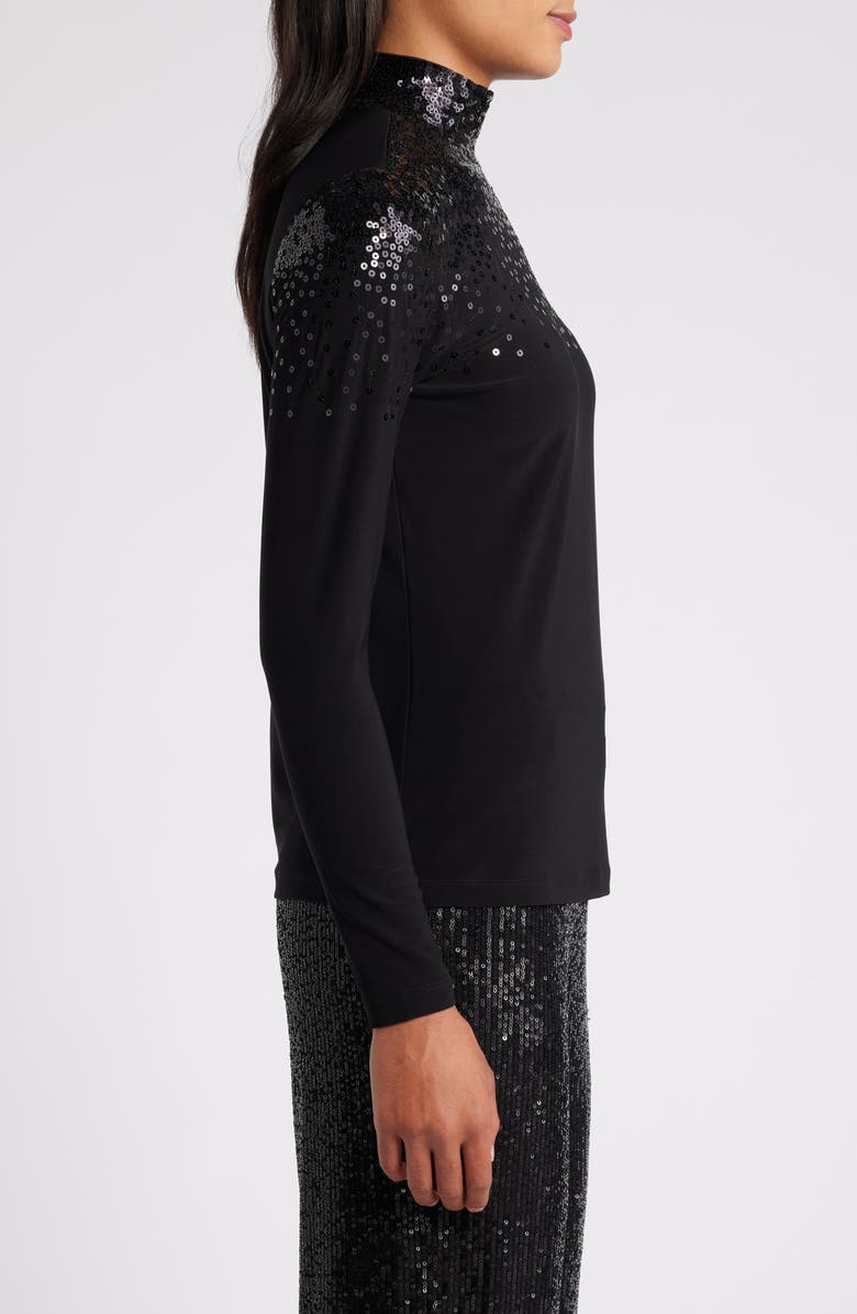 Anne Klein Cascading Sequin Turtleneck Top, Alternate, color,