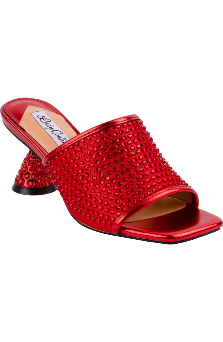 LADY COUTURE Rhinestone Slide Sandal, Main, color, Red