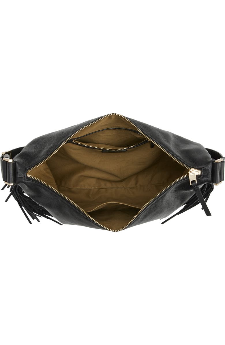 AllSaints Edbury Fringe Leather Shoulder Bag, Alternate, color,