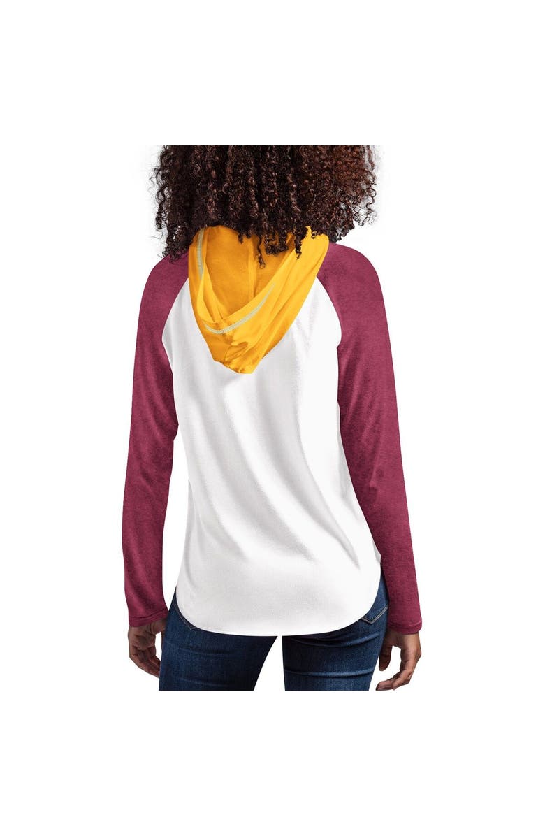 G-III 4HER BY CARL BANKS Women's G-III 4Her by Carl Banks White/Maroon Arizona State Sun Devils From the Sideline Raglan Long Sleeve Hoodie T-Shirt, Alternate, color, 
