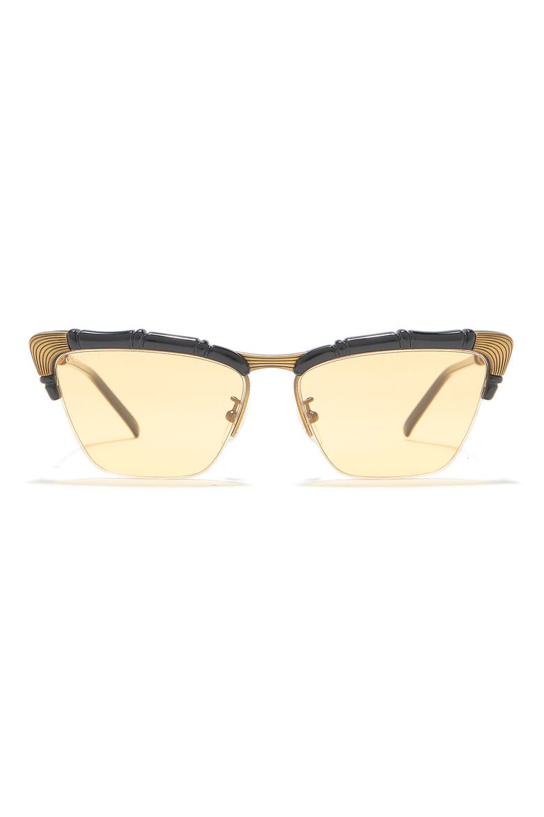 58mm Cat Eye Sunglasses, Main, color, BLACK/ GOLD