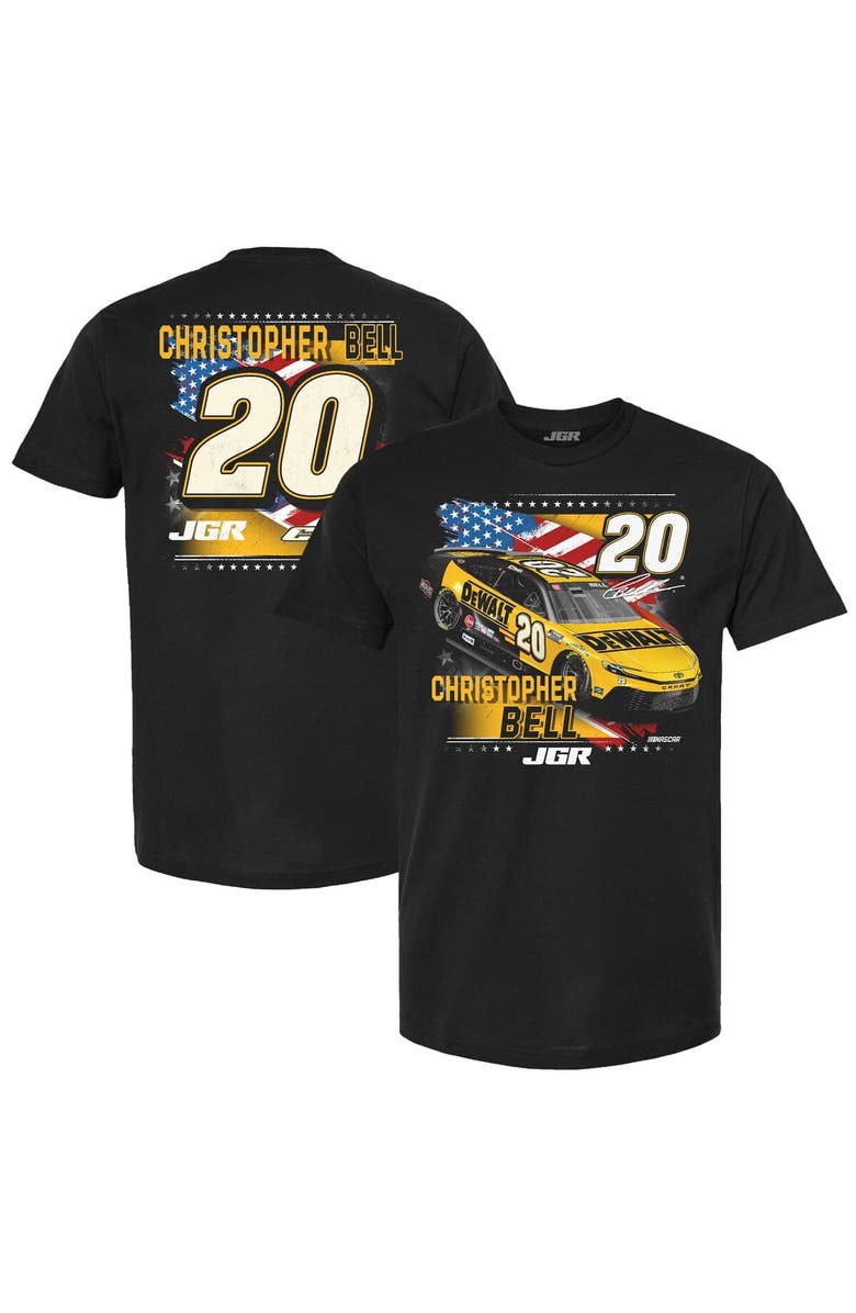 JOE GIBBS RACING TEAM COLLECTION Men's Joe Gibbs Racing Team Collection Black Christopher Bell DEWALT Patriotic Car T-Shirt, Main, color, Black