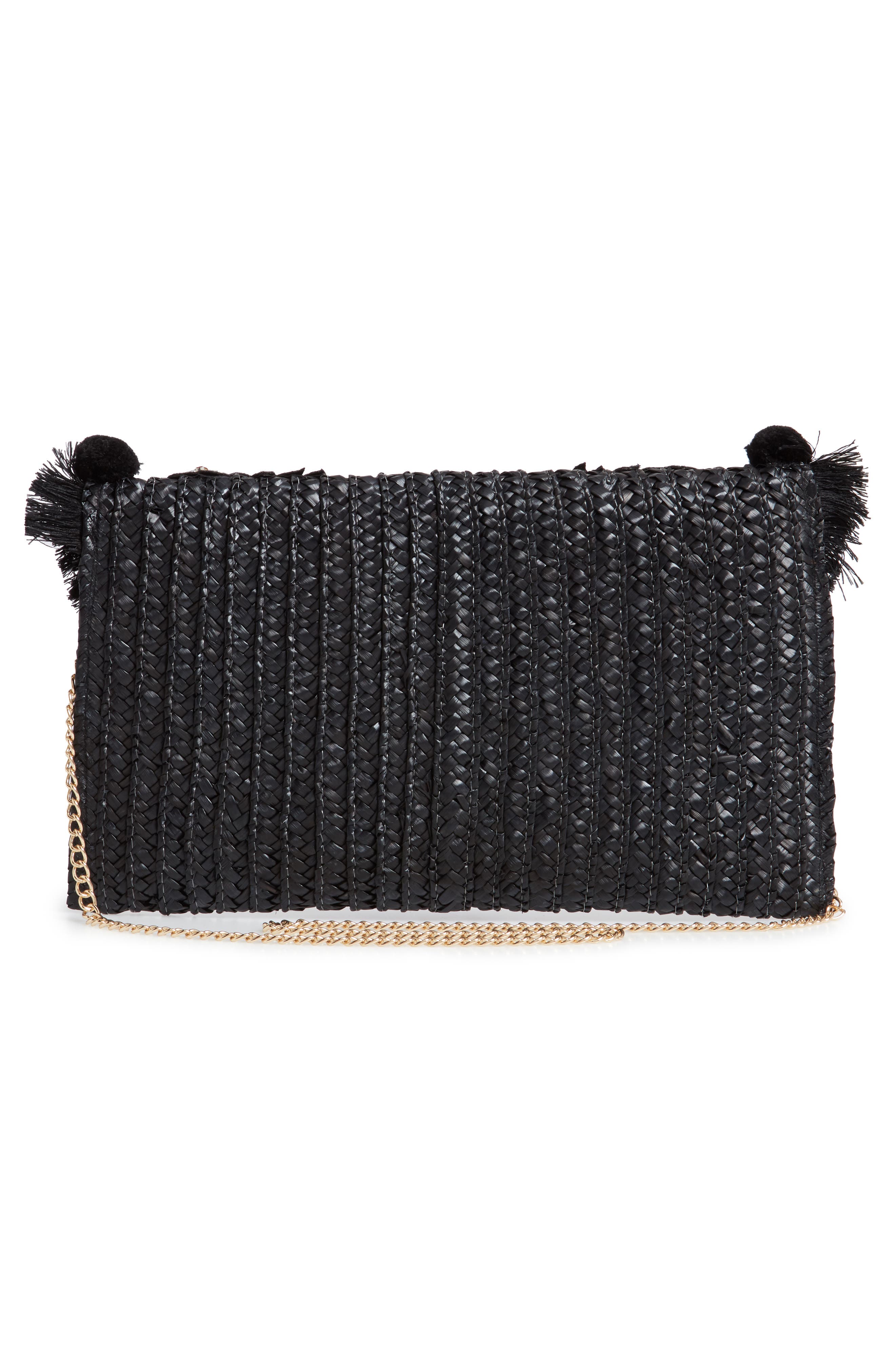 Straw Clutch, Alternate, color, BLACK