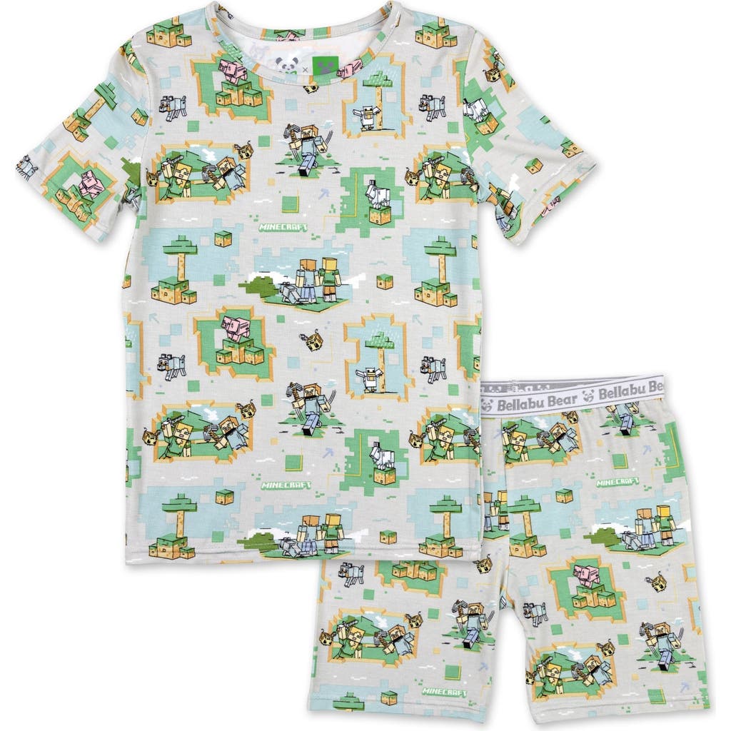 Bellabu Bear Minecraft Overworld Dreams Kids 2-piece Short Sleeve & Shorts Pajama Set In Multi
