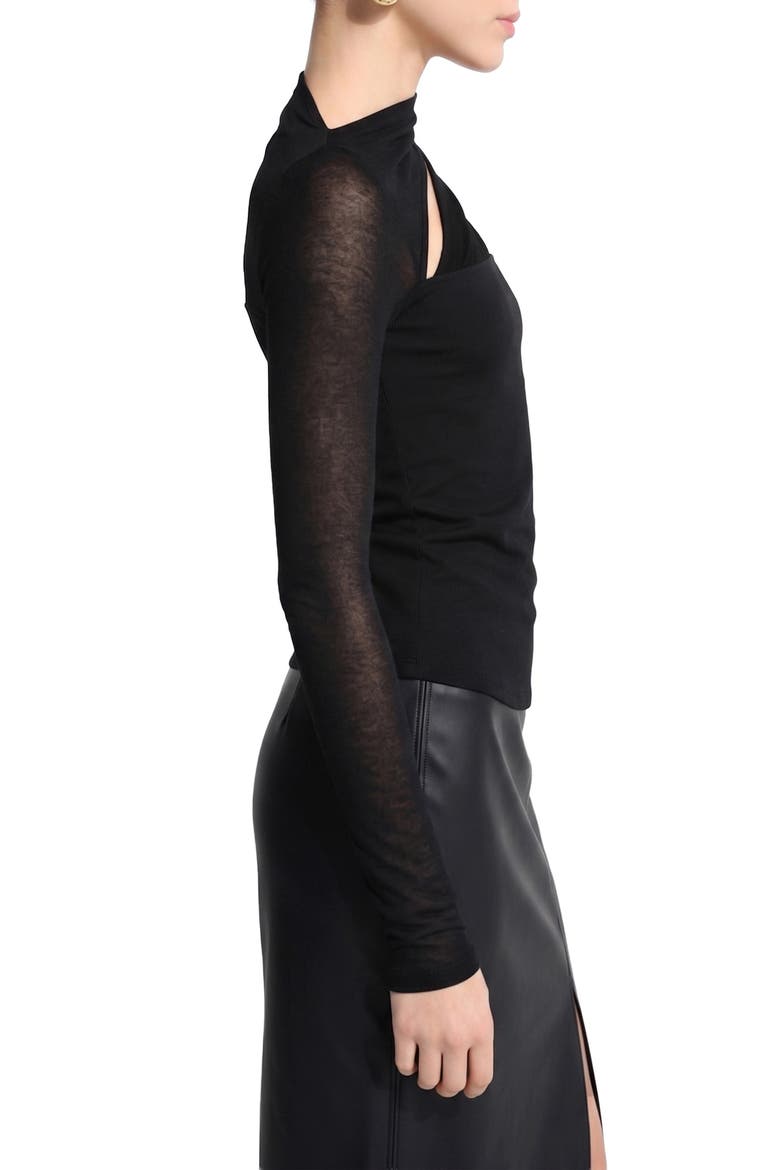 Zola Long Sleeve Cutout Top, Alternate, color, BLACK
