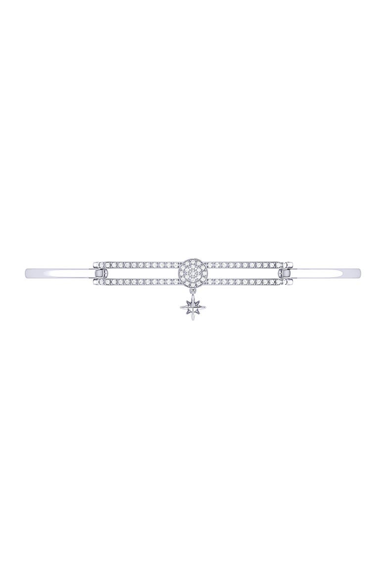 Full Moon North Star Sterling Silver Diamond Bangle, Alternate, color, Silver