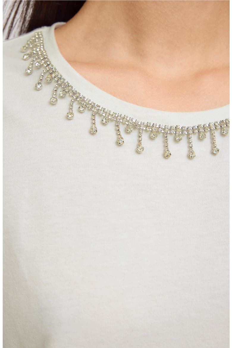 Jeweled Neckline Cotton T-Shirt, Alternate, color, CLOUD DANCER