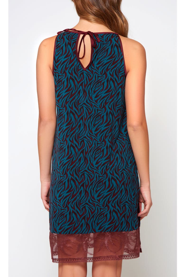 Zebra Print Halter Neck Chemise, Alternate, color, Teal-Burgundy