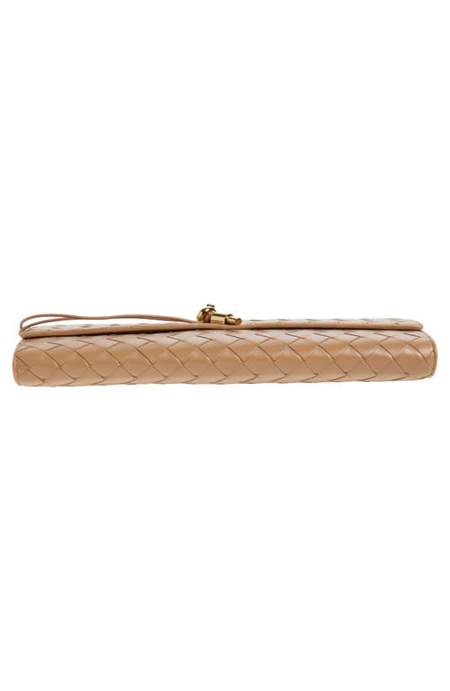 Bottega Veneta Womens Biscuit-m Brass Andiamo Intrecciato Leather Clutch Bag In Brown