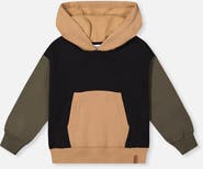 Deux par Deux Hooded Colorblock Kangaroo Pocket Fleece Cardigan