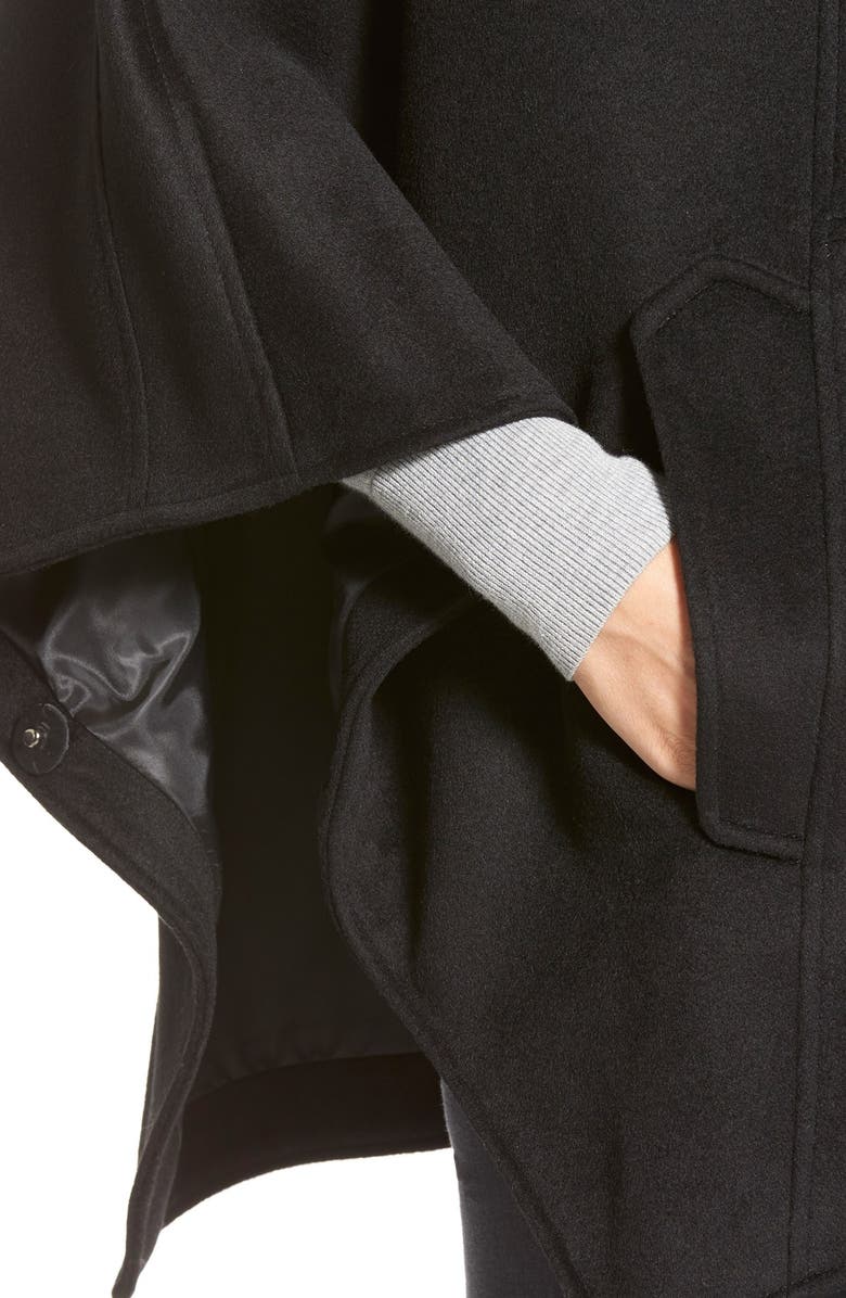 DKNY 'Blythe' Hooded Wool Blend Cape, Alternate, color,