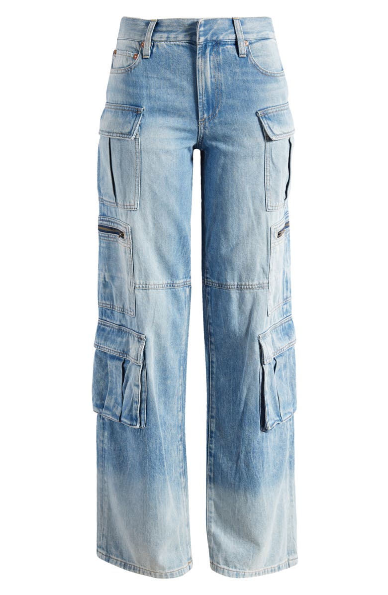 Alice + Olivia Cay Baggy Cargo Jeans, Alternate, color,