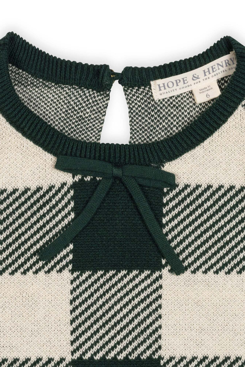 Kids' Organic Cotton Puff Sleeve Sweater Dress, Alternate, color, Deep Green Check