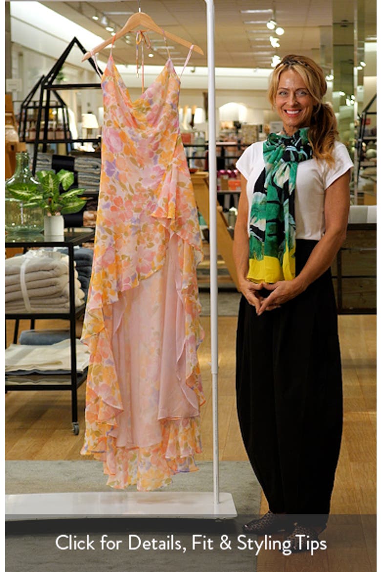 Floral Chiffon Halter High-Low Dress video