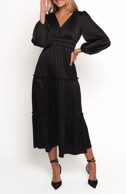 Rowen Long Sleeve Satin Midi Dress