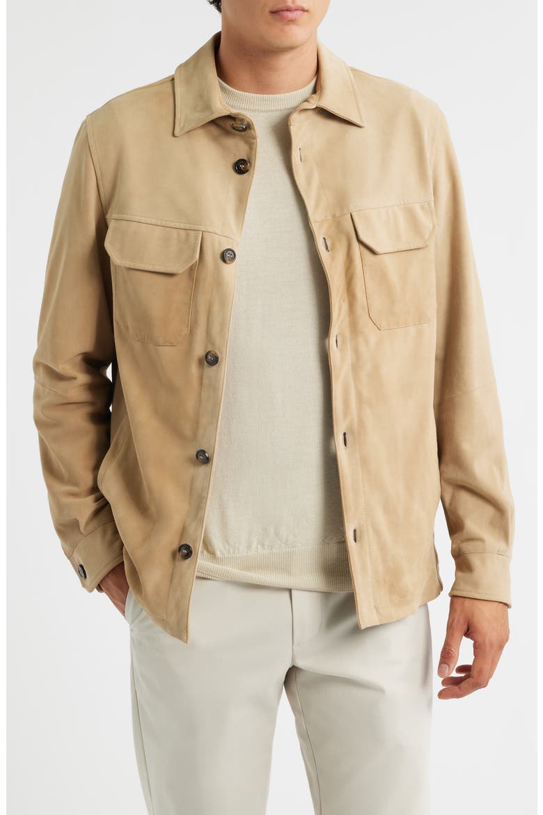 Suede Overshirt, Main, color, LIGHT BEIGE
