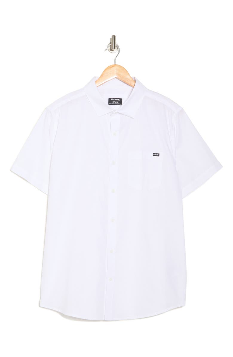 Hurley Slub Cotton Short Sleeve Button-Up Shirt, Alternate, color, White