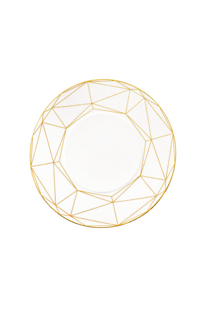 Gem Cut Gold Salad / Dessert Plate, Main, color, White