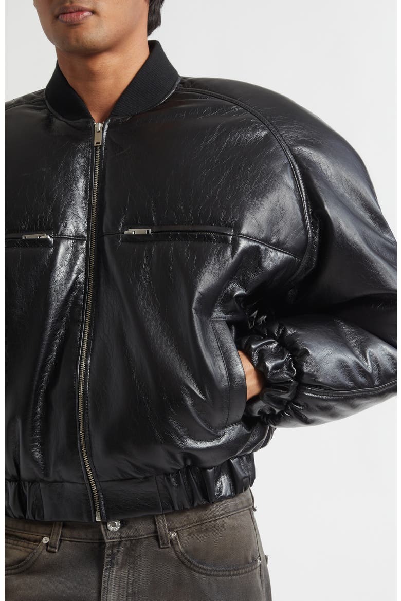 Riot Faux Leather Bomber Jacket, Alternate, color, BLACK
