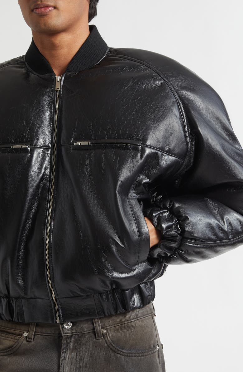 LU'U DAN Riot Faux Leather Bomber Jacket, Alternate, color, Black