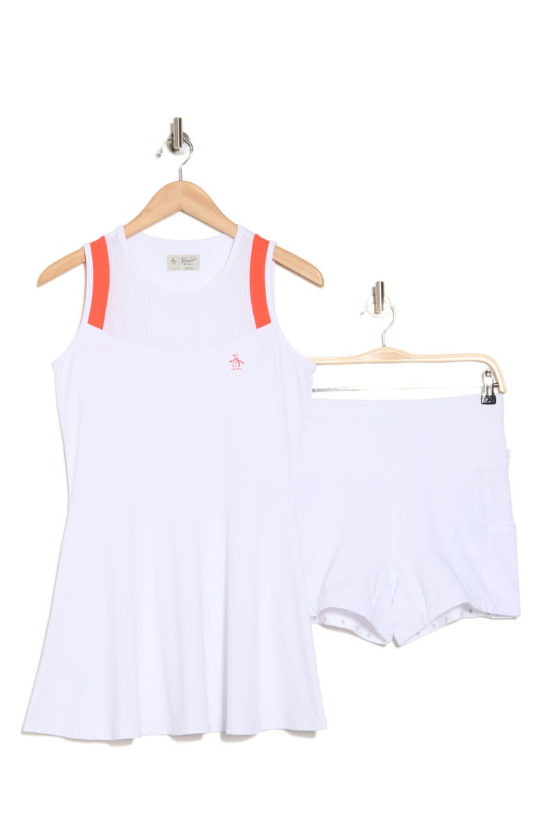 Original Penguin Illusion Mesh Active Dress with Bike Shorts, Alternate, color,