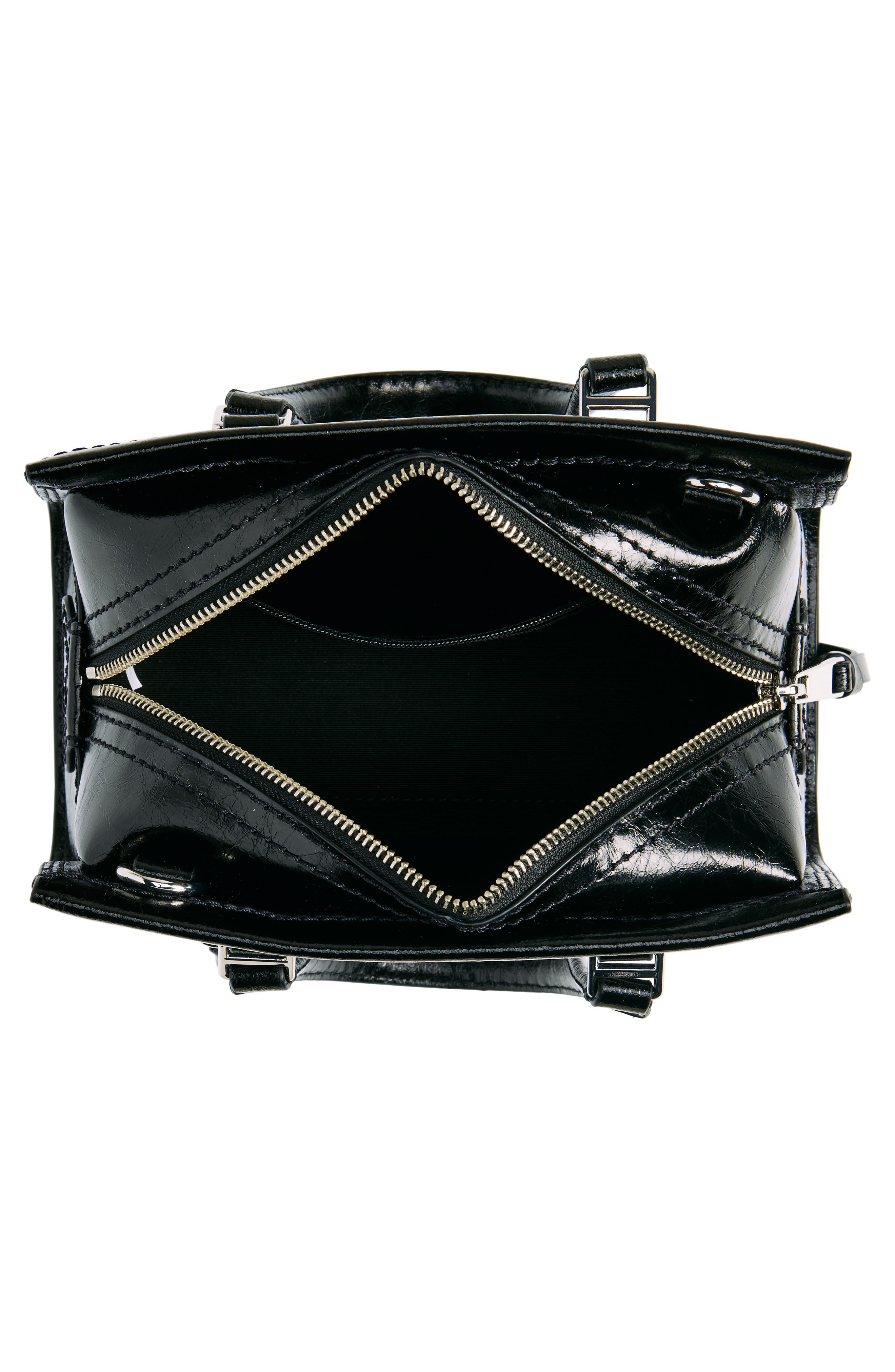 Small Leather Satchel, Alternate, color, BLACK