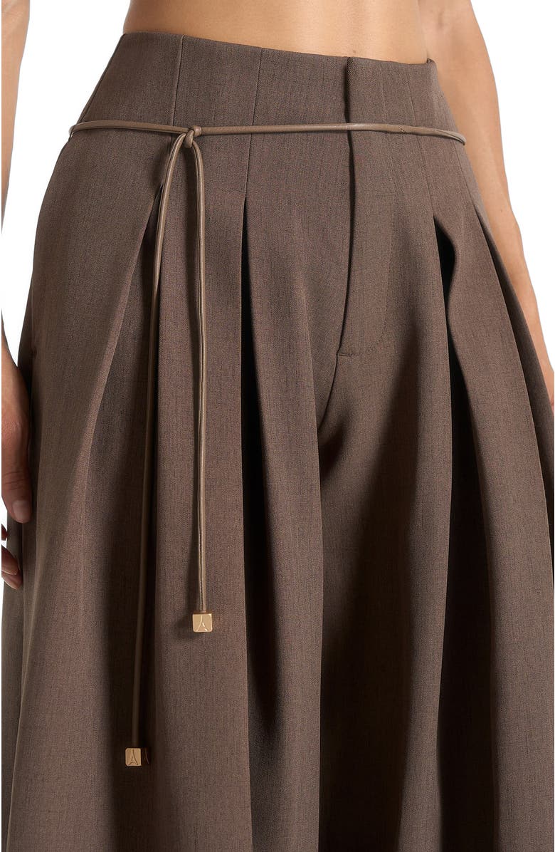 Manière De Voir Flora Box Pleat Wide Leg Belted Trousers, Alternate, color, Brown