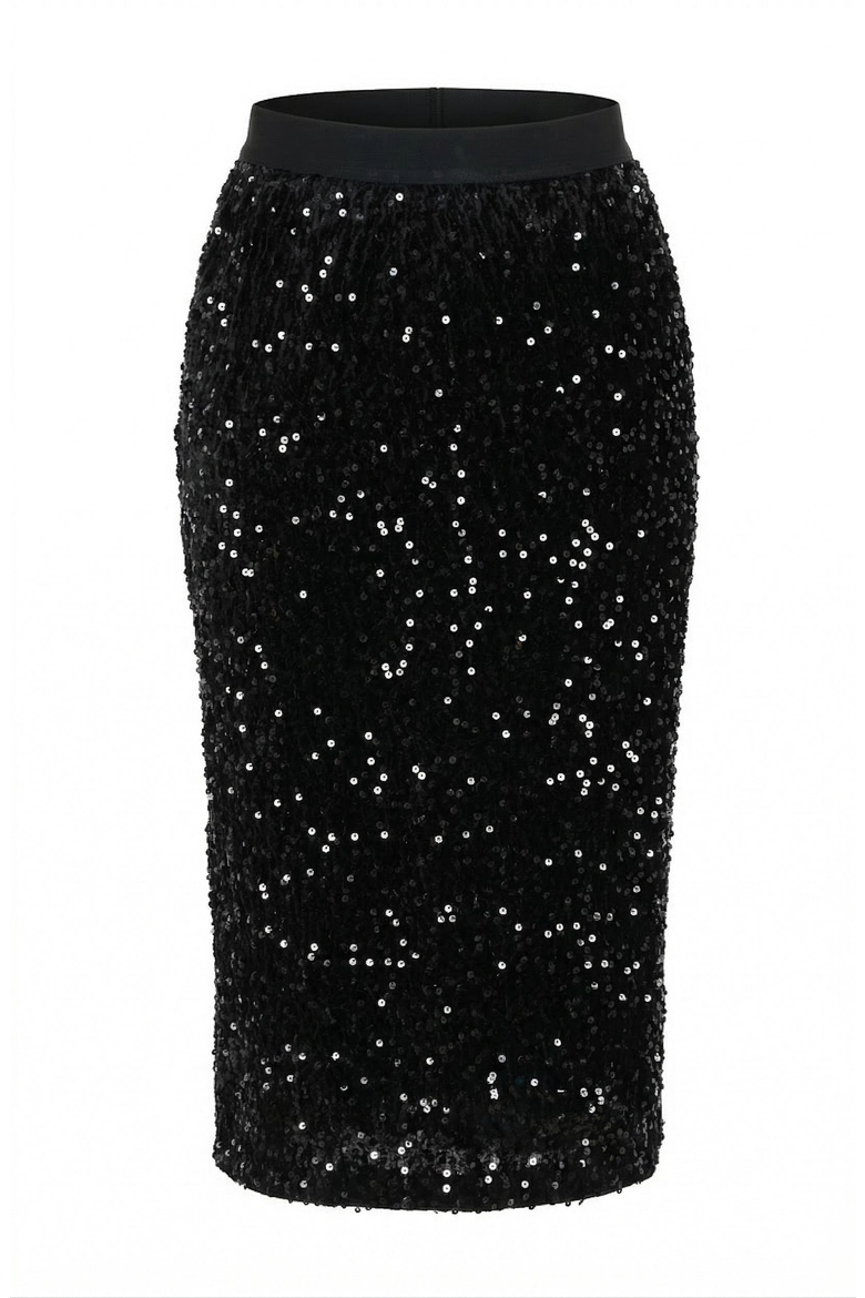 Sequin Midi Skirt, Alternate, color, Black