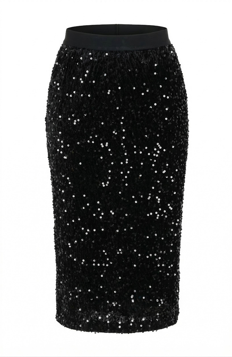 Modenaire Sequin Midi Skirt, Alternate, color, Black