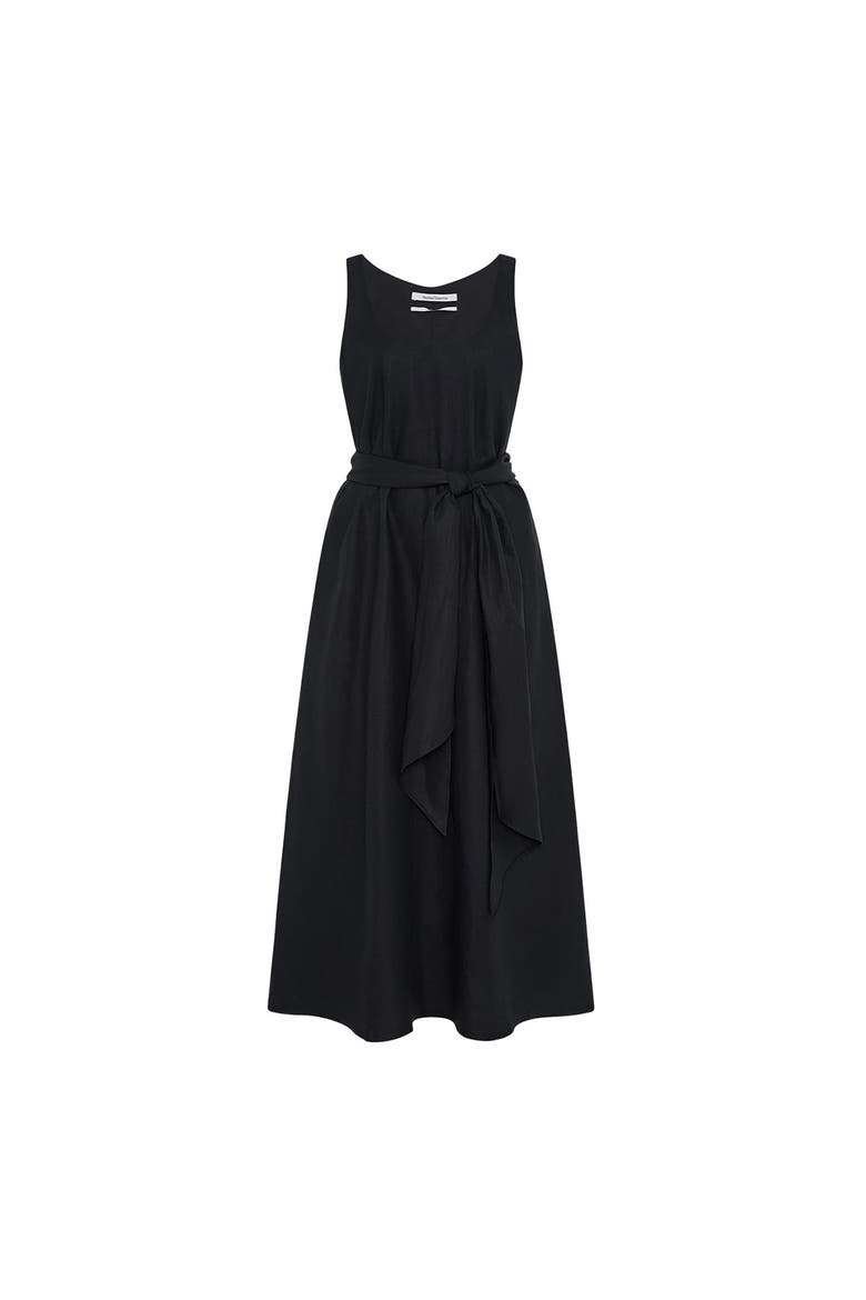 Sarong Linen Dress, Alternate, color, Black