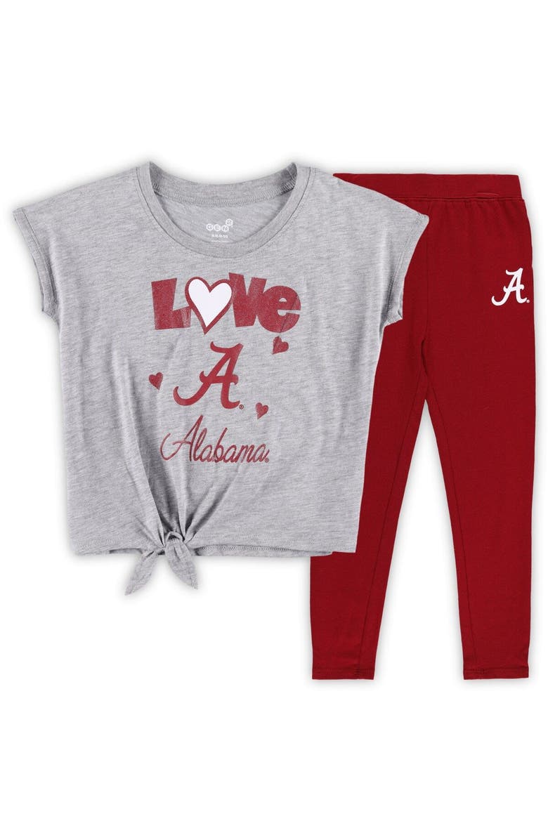 Outerstuff Toddler Heather Gray/Crimson Alabama Crimson Tide Forever Love Team T-Shirt & Leggings Set, Main, color, 