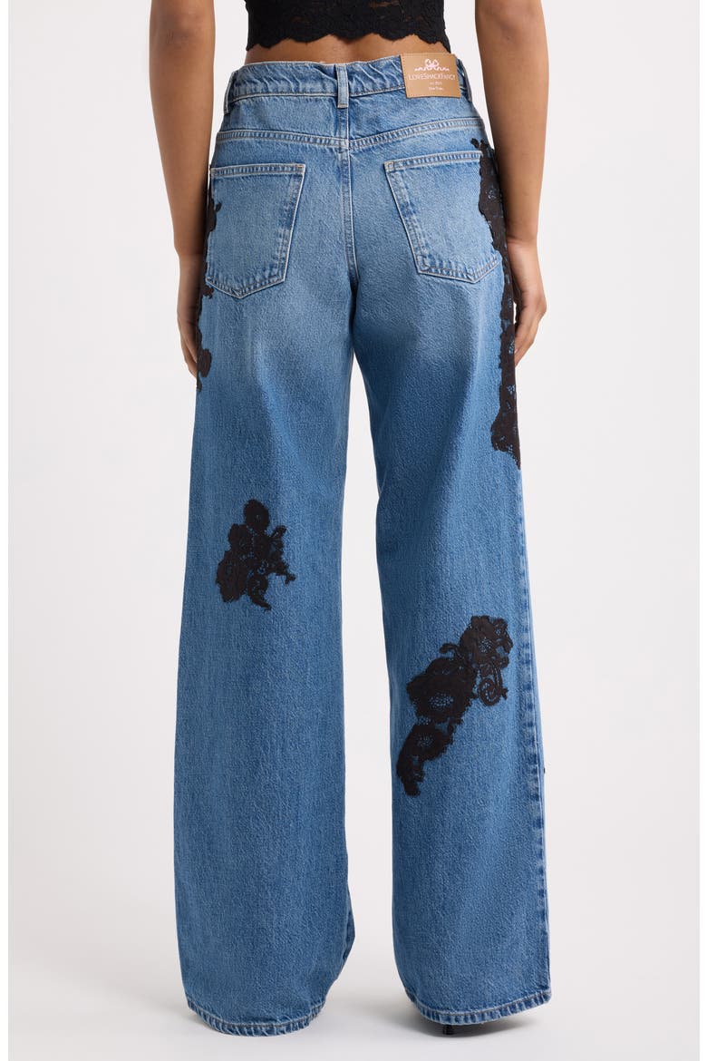Bambie Lace Appliqué Jeans, Alternate, color, HEIRLOOM INDIGO