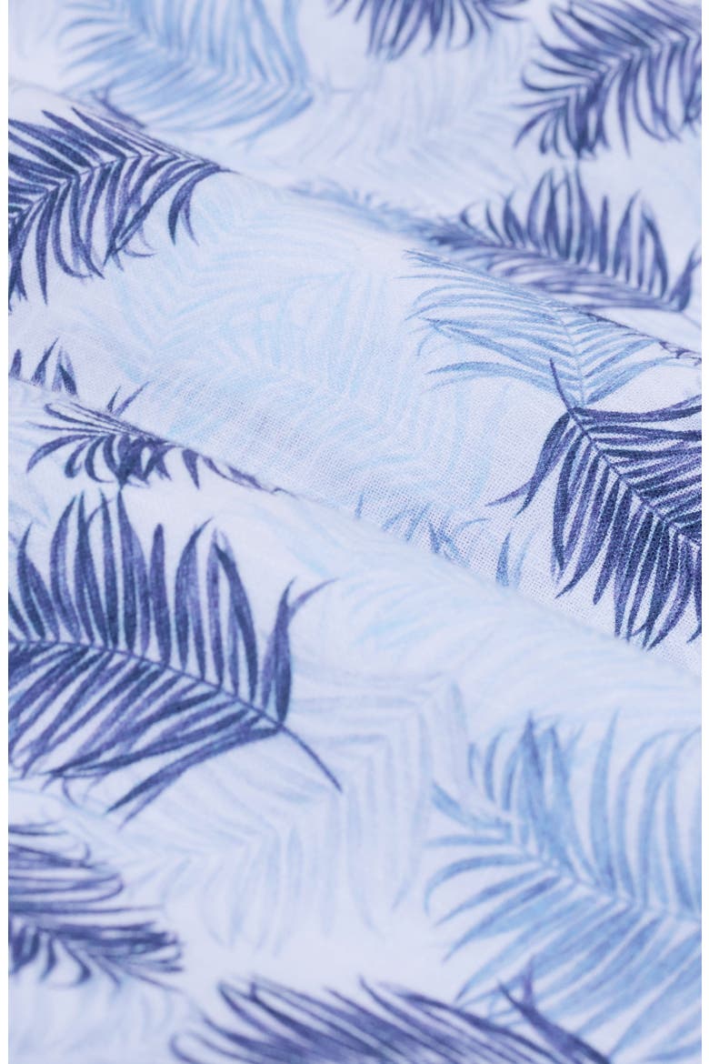 Orson Leaf Print Short Sleeve Button-Up Shirt, Alternate, color, HAZY BLUE