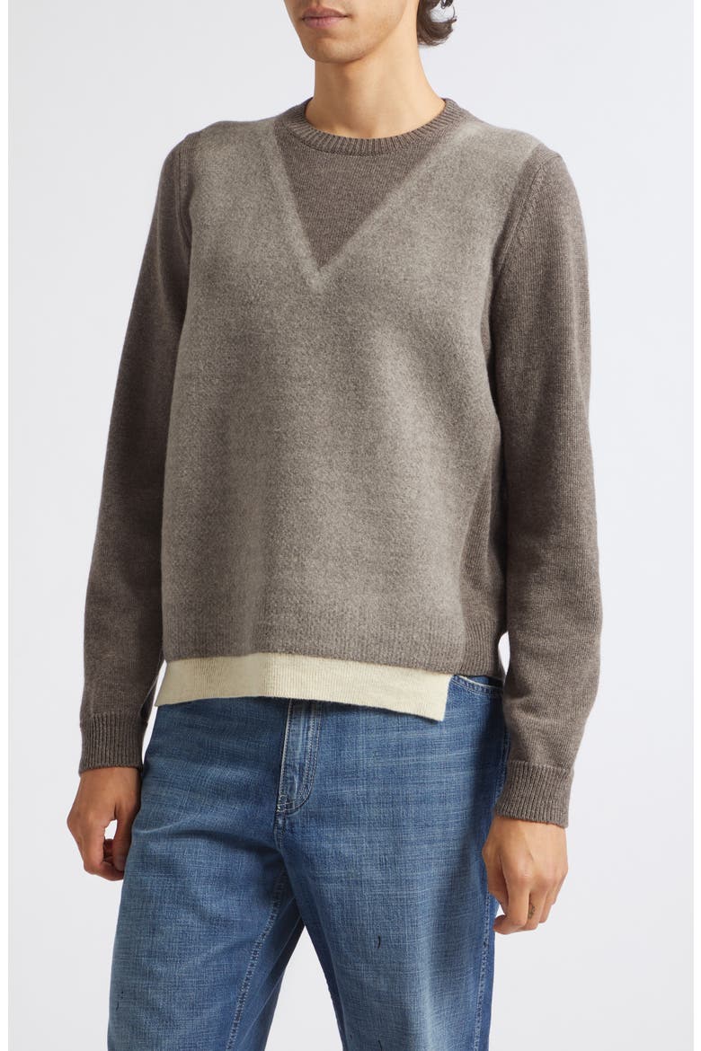Fuse Trompe L'Oeil Virgin Wool Sweater, Main, color, MUD/ ECRU