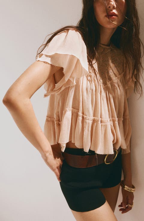 Ruffled Embroidered Blouse