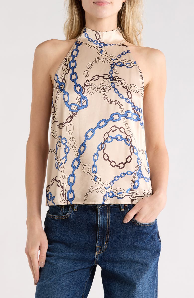 Rails Leah Print Satin Halter Top, Main, color, Chain Links