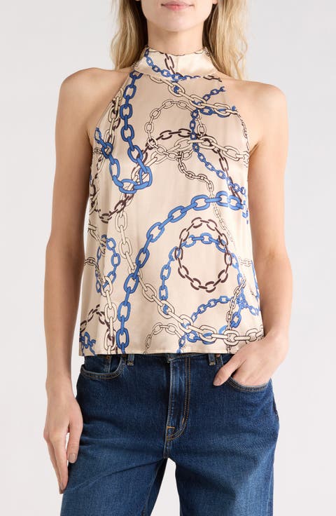 Leah Print Satin Halter Top
