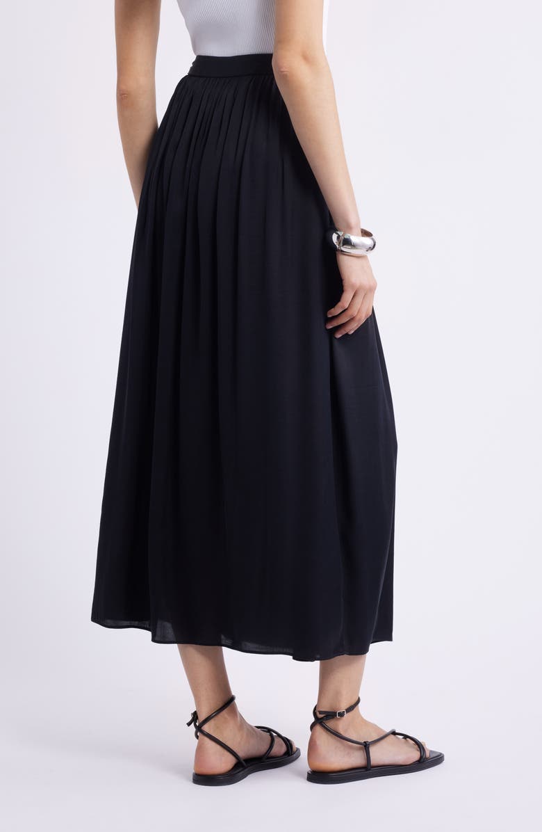 Nordstrom Gathered Midi Skirt, Alternate, color, Black