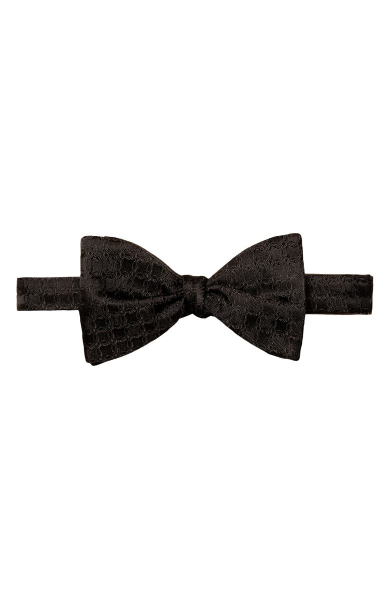 Eton Textured Black Silk Bow Tie, Main, color, 