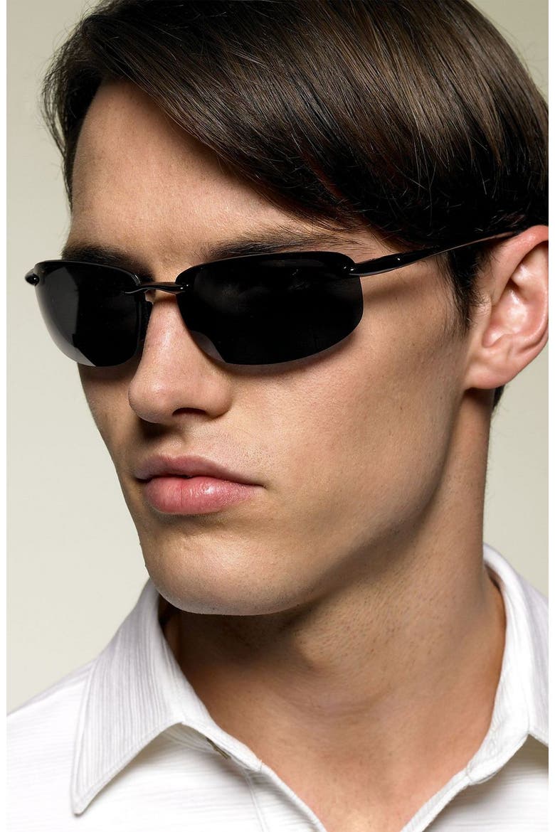 Hookipa 64mm Polarized Rectangle Sunglasses, Alternate, color, BLACK / GREY