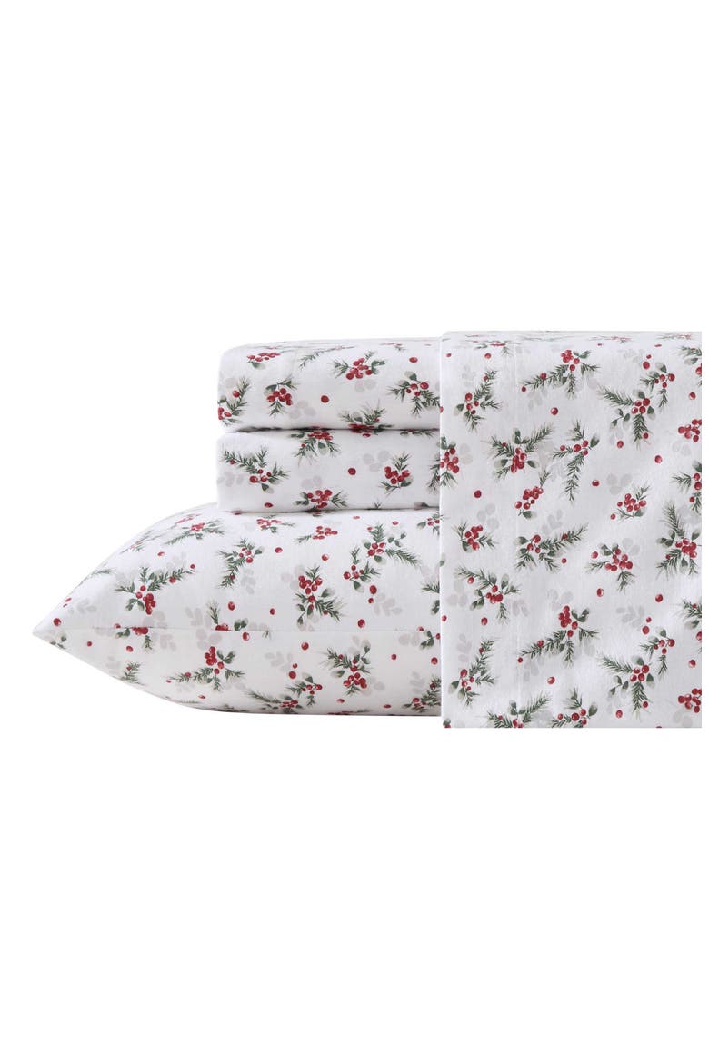 Berry Bright Cotton Flannel Sheet Set, Main, color, DARK RED