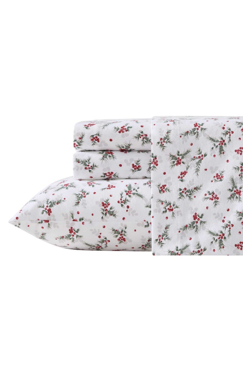 Laura Ashley Berry Bright Cotton Flannel Sheet Set, Main, color, Dark Red