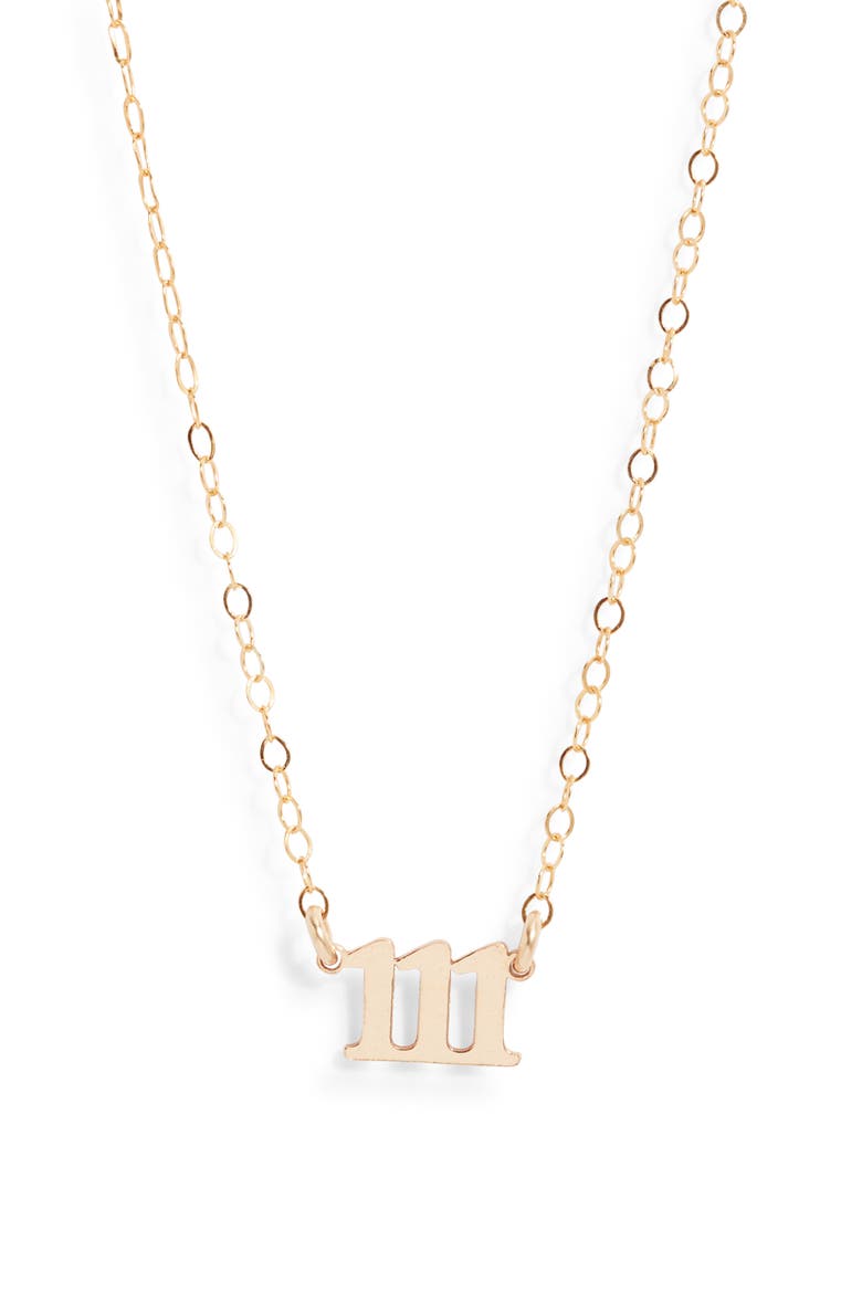 Angel Number Pendant Necklace, Main, color, GOLD / 111