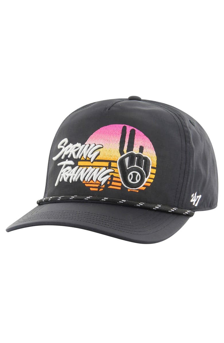 '47 Men's '47 Black Milwaukee Brewers Spring Training Surfside Adjustable Hat, Main, color, 
