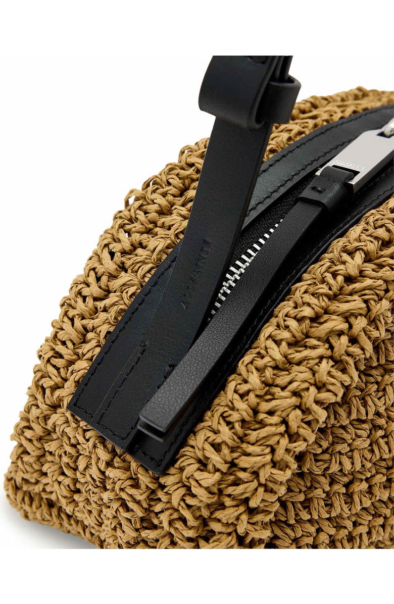 AllSaints Arc Raffia Crossbody Bag, Alternate, color, Biscuit Brown