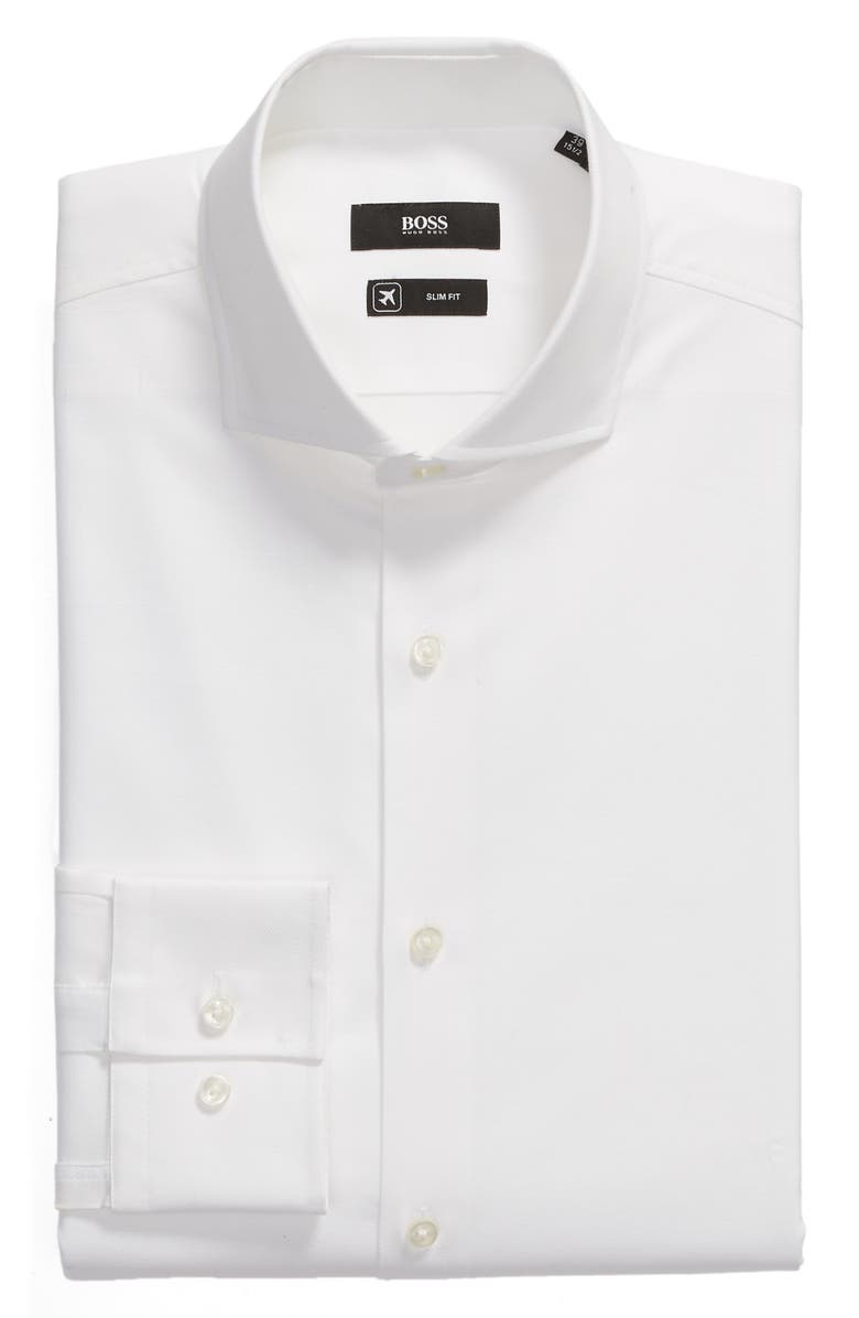 BOSS Slim Fit Solid Stretch Cotton Dress Shirt, Alternate, color,