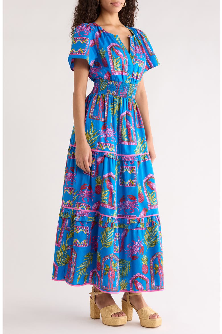 Bally Tropical Ernie Tiered Maxi Dress, Alternate, color, PINK-BLUE-GREEN